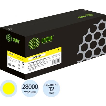 Картридж лазерный Cactus TN328Y CS-TN328Y для Konica Minolta, жёлтый