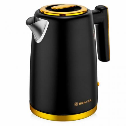 Чайник BRAYER BR1017, 1,7 л, 2200 Вт, закрытый нагревательный элемент, сталь, черный Чайник BRAYER BR1017, 1,7 л, 2200 Вт, закрытый нагревательный элемент, сталь, черный