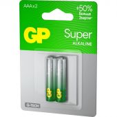Батарейки GP Super мизинчиковые ААA LR03 (2 штуки в упаковке) Батарейки GP Super мизинчиковые ААA LR03 (2 штуки в упаковке)