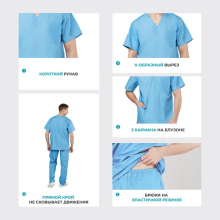 Костюм хирурга универс./м05-КБР,цв.глб. (р.48-50) р.158-164 Костюм хирурга универс./м05-КБР,цв.глб. (р.48-50) р.158-164
