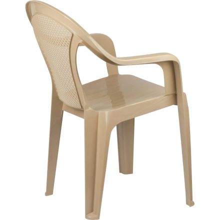 Кресло PR_Decorona DeVeranda 540x535x785 мм, круглая сетчатая спинка латте