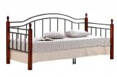 Кровать LANDLER, дерево гевея/металл, 90*200 см (Day bed), красный дуб/черный