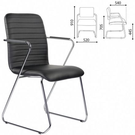 Кресло для приемных и переговорных BRABIX "Visit CF-101", хром, экокожа, черное, 532559 Кресло для приемных и переговорных BRABIX "Visit CF-101", хром, экокожа, черное, 532559