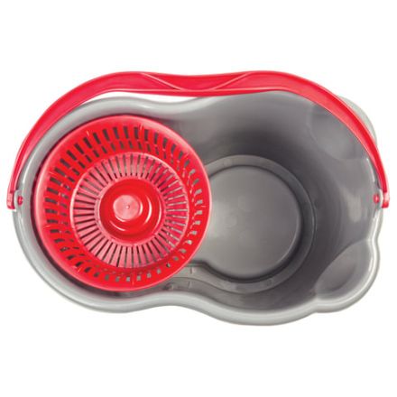 Швабра с отжимом и ведром 14л/7л, центрифуга отжим педалью, 2 круглые насадки, крепление кольцо, серо-красный, LAIMA, 603622 Швабра с отжимом и ведром 14л/7л, центрифуга отжим педалью, 2 круглые насадки, крепление кольцо, серо-красный, LAIMA, 603622