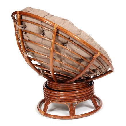 Кресло-качалка Папасан/Papasan (W 23/01 B) /с подушкой/ 115х78х104см, пекан орех, экошерсть коричневый, 1811-5