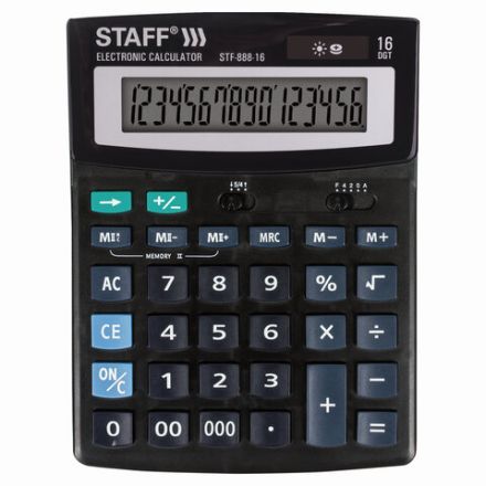 Калькулятор настольный STAFF STF-888-16 (200х150 мм), 16 разрядов, двойное питание, 250183 Калькулятор настольный STAFF STF-888-16 (200х150 мм), 16 разрядов, двойное питание, 250183