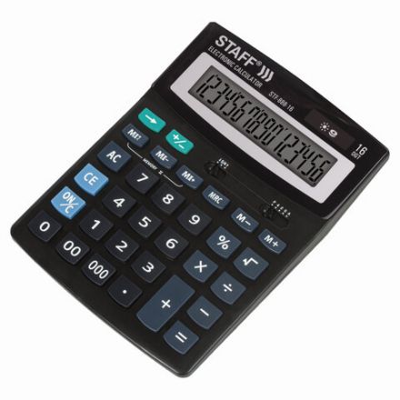 Калькулятор настольный STAFF STF-888-16 (200х150 мм), 16 разрядов, двойное питание, 250183 Калькулятор настольный STAFF STF-888-16 (200х150 мм), 16 разрядов, двойное питание, 250183