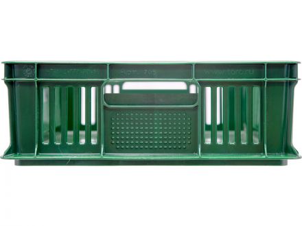 Ящик 600х400х140 мм перфорированный с полузакрытой ручкой зеленый