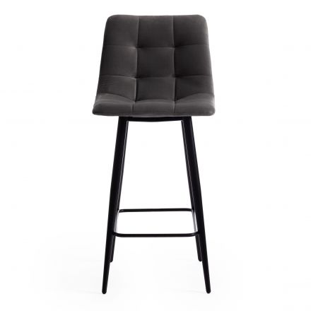 Стул полубарный CHILLY (mod. 7095пб ), ткань/металл, 55x44x94 см, высота до сидения 66 см, серый barkhat 26/черный