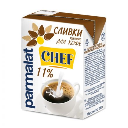 Сливки ультрапастеризованные Parmalat 11% 0,2л