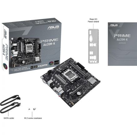 Материнская плата ASUS PRIME A620M-K, AM5, A620, 2xDDR5, mATX Материнская плата ASUS PRIME A620M-K, AM5, A620, 2xDDR5, mATX