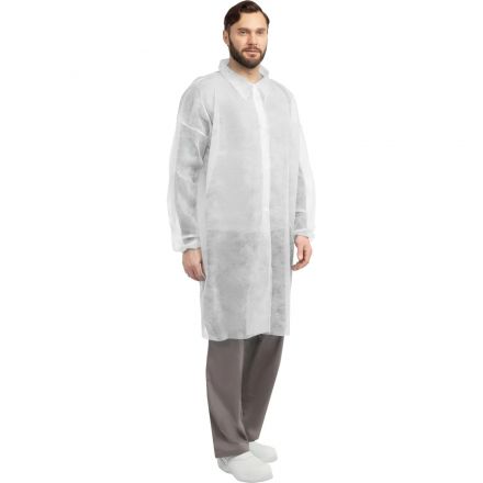 Халат на кнопках 20гр/м2 р.XL, белый (10шт/упак),арт.406-877-002,к Халат на кнопках 20гр/м2 р.XL, белый (10шт/упак),арт.406-877-002,к