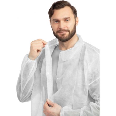 Халат на кнопках 20гр/м2 р.XL, белый (10шт/упак),арт.406-877-002,к Халат на кнопках 20гр/м2 р.XL, белый (10шт/упак),арт.406-877-002,к