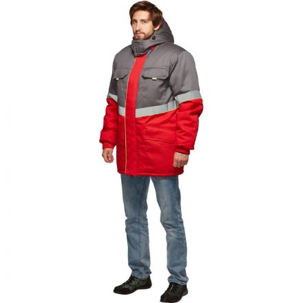 Куртка рабочая зимняя з43-КУ сер/красн р.44-46/170-176