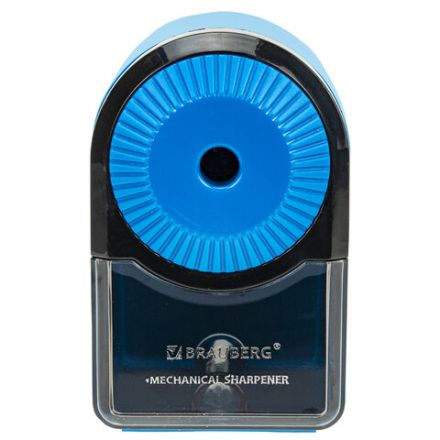 Точилка механическая BRAUBERG ULTRA для чернографитных и цветных карандашей, крепление к столу, цвет корпуса голубой с черным, 271342
