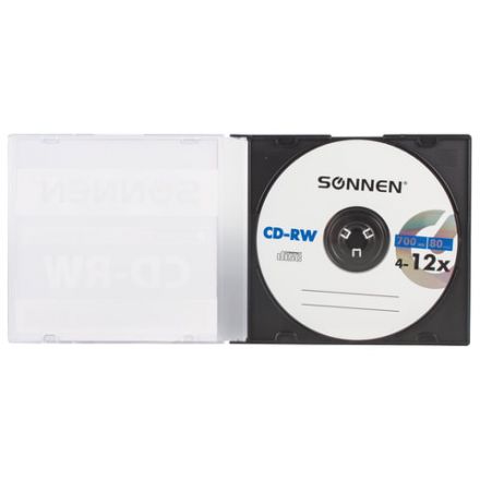 Диск CD-RW SONNEN, 700 Mb, 4-12x, Slim Case (1 штука), 512579