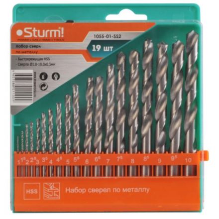Набор сверл по металлу Sturm! d1-10mm, 19шт (1055-01-SS2)