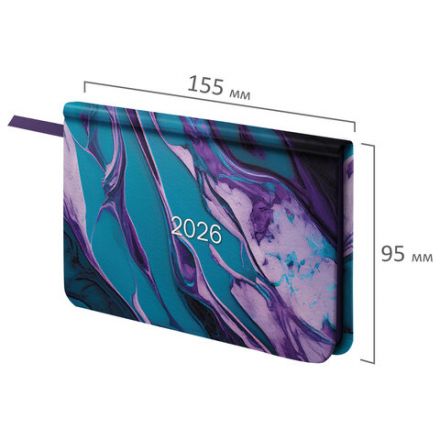 Еженедельник датированный 2026 МАЛЫЙ ФОРМАТ 95х155 мм, А6, BRAUBERG "Vista", под кожу, "Мрамор", 117202 Еженедельник датированный 2026 МАЛЫЙ ФОРМАТ 95х155 мм, А6, BRAUBERG "Vista", под кожу, "Мрамор", 117202