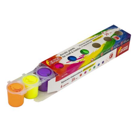 Краски акриловые НЕОН для рисования и хобби ОСТРОВ СОКРОВИЩ 6 цветов по 25 мл, 191692 Краски акриловые НЕОН для рисования и хобби ОСТРОВ СОКРОВИЩ 6 цветов по 25 мл, 191692