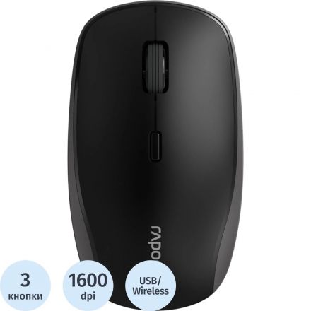 Мышь компьютерная RAPOO (M1-BL)беспр. M1 чёрный (10340) Мышь компьютерная RAPOO (M1-BL)беспр. M1 чёрный (10340)