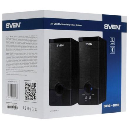 Колонки компьютерные SVEN SPS-603, 2.0, 2х3 Вт, дерево, черные, SV-015183 Колонки компьютерные SVEN SPS-603, 2.0, 2х3 Вт, дерево, черные, SV-015183