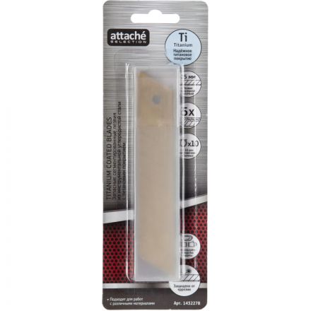 Лезвие для ножей запасное Attache Selection 25мм сегм.титан.пок,SK5, 5шт/уп Лезвие для ножей запасное Attache Selection 25мм сегм.титан.пок,SK5, 5шт/уп