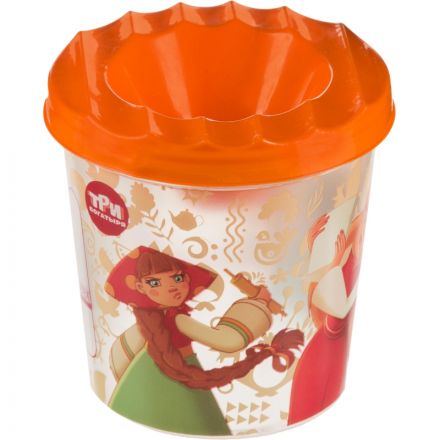 Емкость для воды КОМУС Три богатыря стакан-непролив одинар с крышк девочки Емкость для воды КОМУС Три богатыря стакан-непролив одинар с крышк девочки