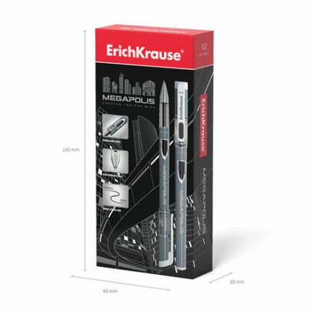Ручка гелевая ERICH KRAUSE "Megapolis Gel", ЧЕРНАЯ, корпус с печатью, узел 0,5 мм, линия письма 0,4 мм, 93 Ручка гелевая ERICH KRAUSE "Megapolis Gel", ЧЕРНАЯ, корпус с печатью, узел 0,5 мм, линия письма 0,4 мм, 93