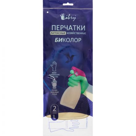 Перчатки хозяйственные BICOLOR арт. KHBIC2BY сине-желтые р.М Перчатки хозяйственные BICOLOR арт. KHBIC2BY сине-желтые р.М