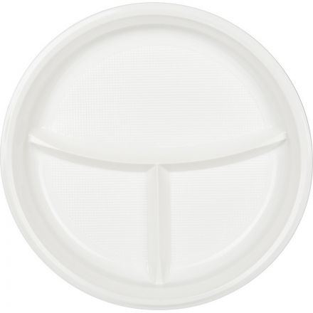 Тарелка одноразовая d 220мм, 2-х секционная, белая, ПП, 100шт/уп