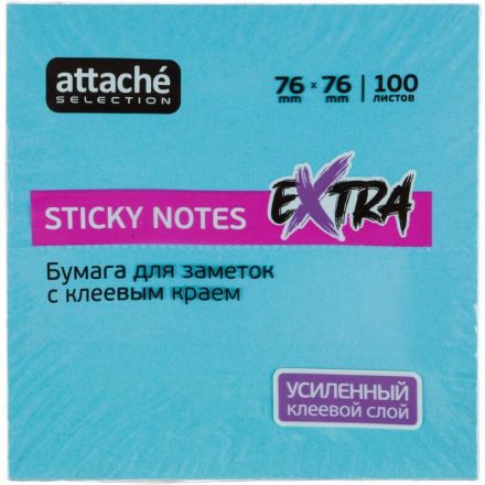 Стикеры Attache Selection Extra с клеев. краем 76х76, неон, голубой 100л