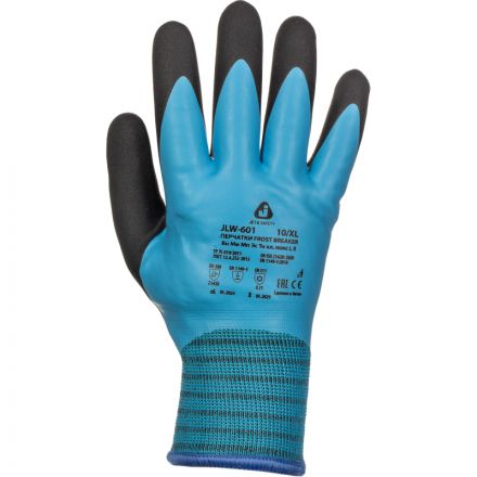 Перчатки трикотажные утепл. с дв.латекс. JetaSafety JLW-601-XL голубые р.XL Перчатки трикотажные утепл. с дв.латекс. JetaSafety JLW-601-XL голубые р.XL