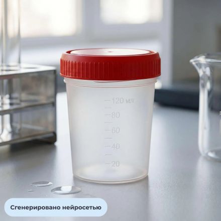 Контейнер д/сбора биопроб 120 мл стерил,  25 шт/уп ПОЛИЭФИР