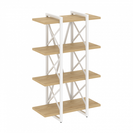 Loft Стеллаж на регулируемых опорах-4 полки VR.L-MST.O-4.4V Тиквуд светлый/Белый металл 800*400*1280