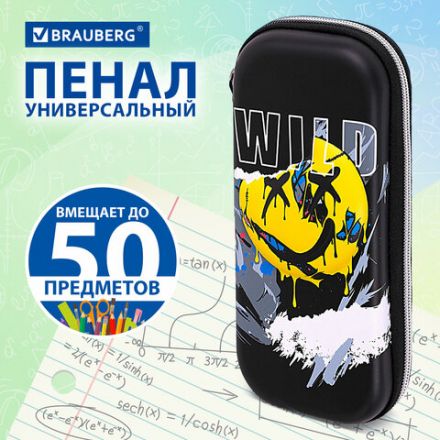 Пенал BRAUBERG, 1 отделение, 1 откидная планка, EVA, 22х10х5 см, "Wild face", 272337 Пенал BRAUBERG, 1 отделение, 1 откидная планка, EVA, 22х10х5 см, "Wild face", 272337