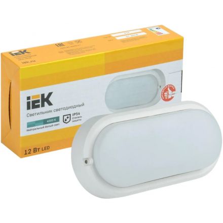 Светильник LED ДПО 4012 12Вт IP54 4000K овал белый IEK Светильник LED ДПО 4012 12Вт IP54 4000K овал белый IEK
