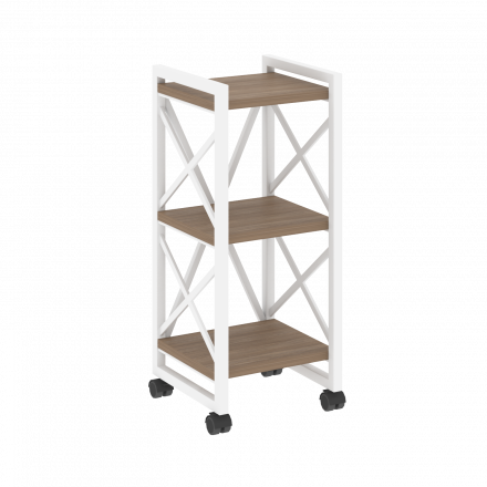 Loft Стеллаж на колесных опорах-3 полки VR.L-MST.K-3.4 Дуб аризона/Белый металл 400*400*968