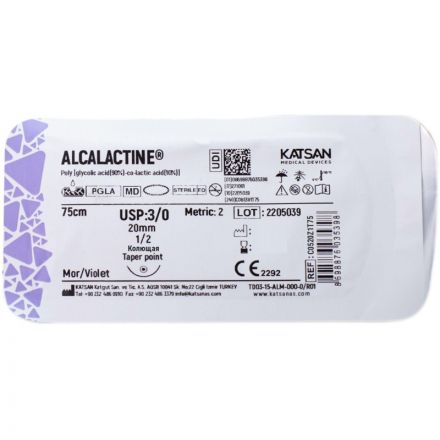 Шовный материал ALCALACTINE 3/0 20 1/2 TAPER POINT кол. 75 уп/12 шт Шовный материал ALCALACTINE 3/0 20 1/2 TAPER POINT кол. 75 уп/12 шт