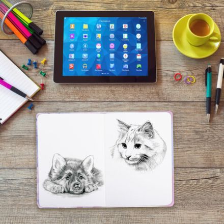 Скетчбук, белая бумага 80 г/м2, 145х203 мм, 80 л., резинка, твердый, BRAUBERG ART DEBUT "Аниме", 114578