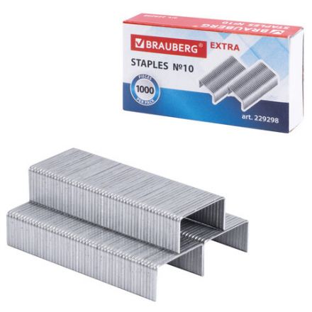 Скобы для степлера цинковое покрытие №10, 1000 штук, BRAUBERG "EXTRA", до 20 листов, 229298 Скобы для степлера цинковое покрытие №10, 1000 штук, BRAUBERG "EXTRA", до 20 листов, 229298