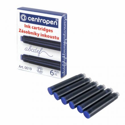 Картриджи чернильные СИНИЕ CENTROPEN, КОМПЛЕКТ 6 шт., 0019/6, 1 0019 0601 Картриджи чернильные СИНИЕ CENTROPEN, КОМПЛЕКТ 6 шт., 0019/6, 1 0019 0601