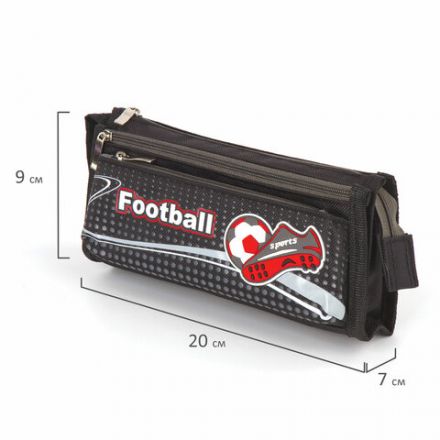 Пенал ЮНЛАНДИЯ для мальчиков, 3 отделения, мягкий, "Футбол", черный, 20х7х9 см, 228978 Пенал ЮНЛАНДИЯ для мальчиков, 3 отделения, мягкий, "Футбол", черный, 20х7х9 см, 228978