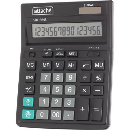 Калькулятор настольный Attache SDC-664S 16-разрядный черный 158x206x33 мм Калькулятор настольный Attache SDC-664S 16-разрядный черный 158x206x33 мм