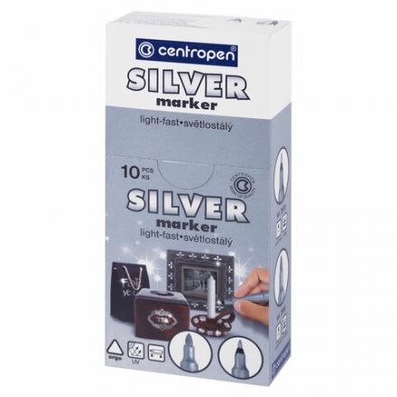 Маркер для декорирования СЕРЕБРЯНЫЙ CENTROPEN, круглый наконечник, 1 мм, 2670, 6 2670 0194 Маркер для декорирования СЕРЕБРЯНЫЙ CENTROPEN, круглый наконечник, 1 мм, 2670, 6 2670 0194
