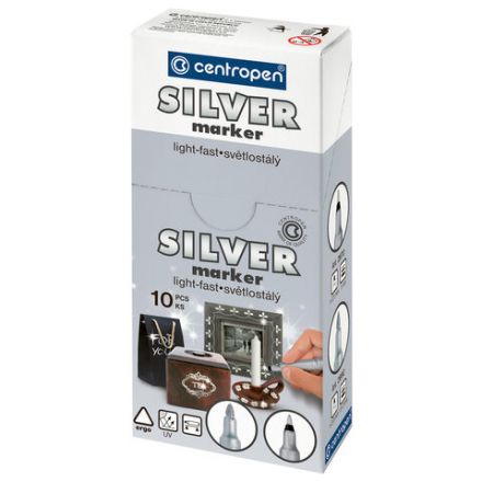 Маркер для декорирования СЕРЕБРЯНЫЙ CENTROPEN, круглый наконечник, 1 мм, 2670, 6 2670 0194 Маркер для декорирования СЕРЕБРЯНЫЙ CENTROPEN, круглый наконечник, 1 мм, 2670, 6 2670 0194
