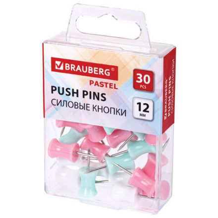 Силовые кнопки-гвоздики BRAUBERG PASTEL, пастельные цвета, 30 штук, 12 мм, 272756 Силовые кнопки-гвоздики BRAUBERG PASTEL, пастельные цвета, 30 штук, 12 мм, 272756