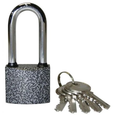 Замок СпецМеб KD_0MX навесной с длинной дужкой 01-50.2 сер/хром