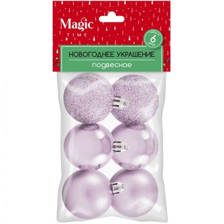 Украшение новогоднее подвесное из полистирола, 6 шт, розовый 5см 90777 Украшение новогоднее подвесное из полистирола, 6 шт, розовый 5см 90777