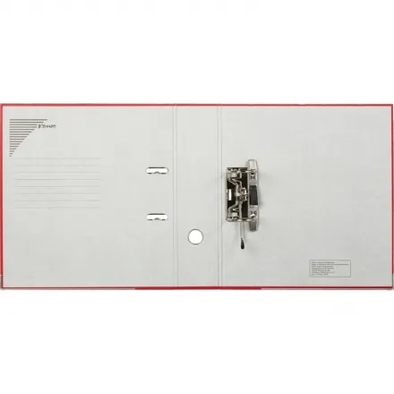 Папка-регистратор с арочным механизмом, Комус Экономи 80 мм, красн, ПБП1, карман на корешке, металлические уголки