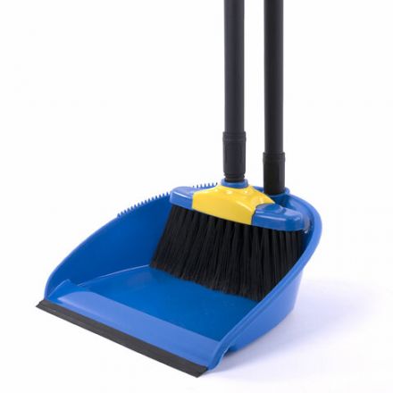 Совок для мусора + щетка, рукоятки 80 см пластик, синий, "ЛЕНИВКА XL", LAIMA, 608212 Совок для мусора + щетка, рукоятки 80 см пластик, синий, "ЛЕНИВКА XL", LAIMA, 608212